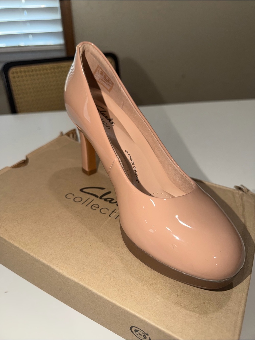 Clarks Blush Patent Platform Pump